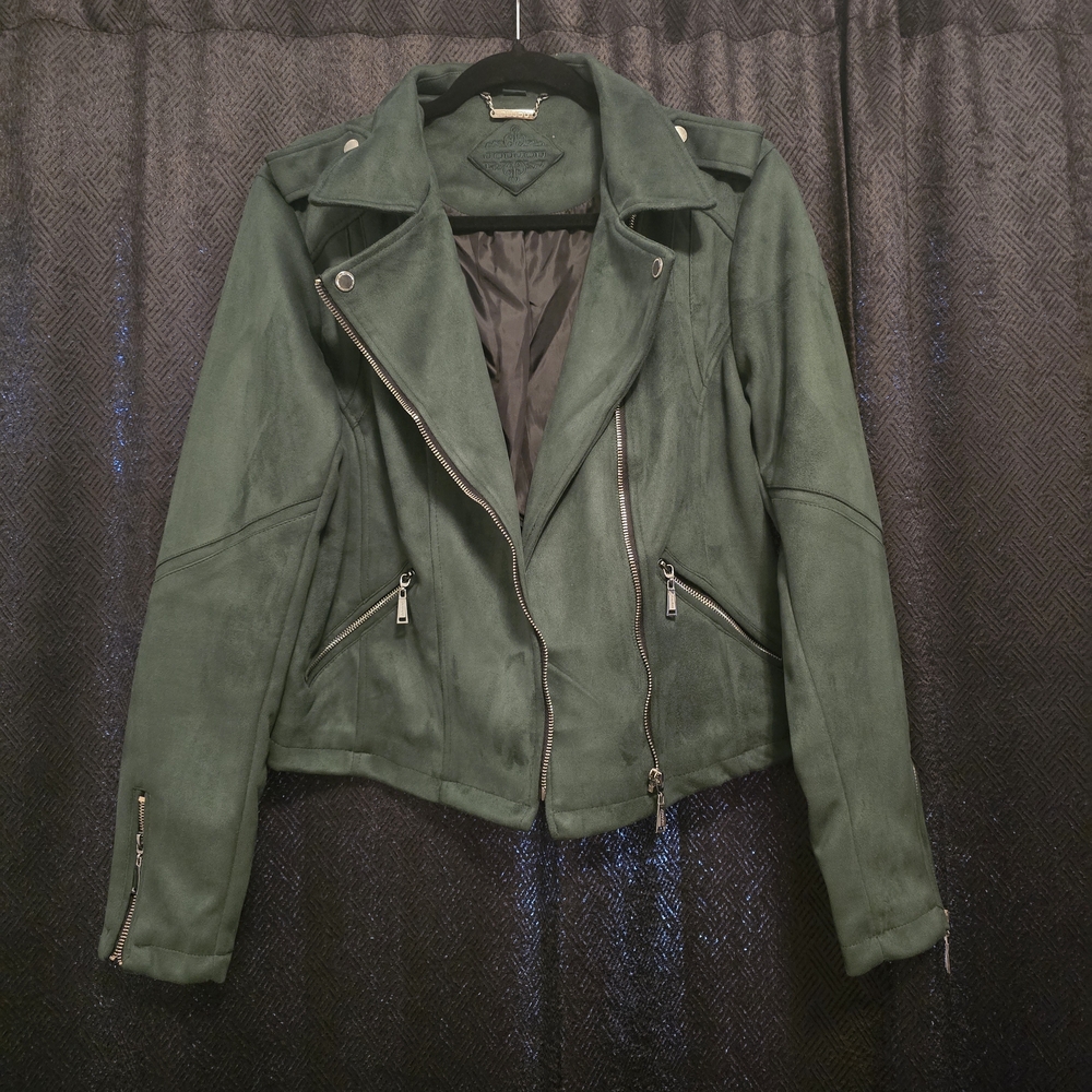 Jou Jou Dark Green Leather Jacket
